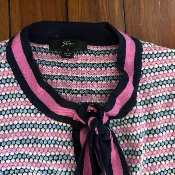 J. Crew Lady Cardigan In Navy Fuchsia - Picture 4 of 6